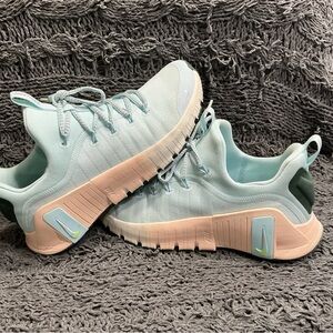 Nike Free Women's Light Blue and Pink Sneakers